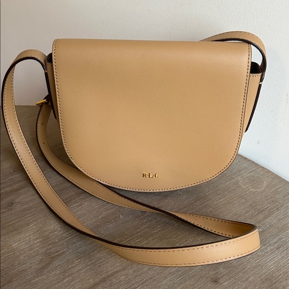 Lauren Ralph Lauren Women's Dryden Caley Mini Cross Body Saddle Style Bag Tan - Picture 15 of 17